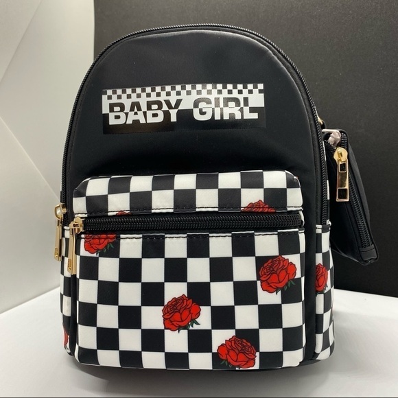 Like Dreams Baby Girl Checkered Roses Mini Backpack - Picture 1 of 6